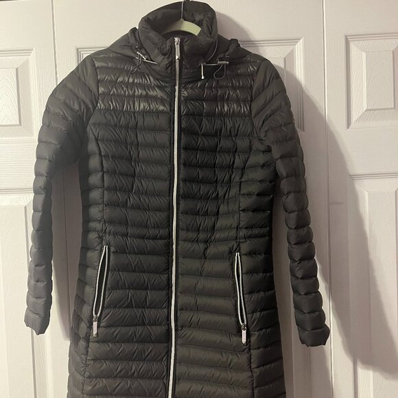 Michael Kors Women's Hooded Packable Down Puffer Coat Grey Size Small - Picture 3 of 5